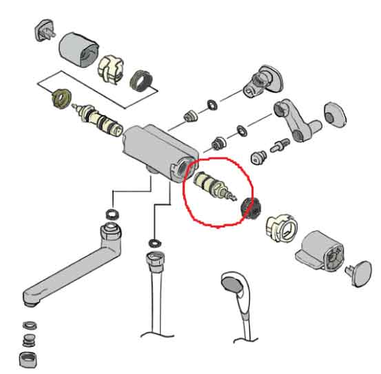 浴室水栓分解図